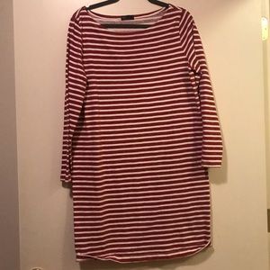 Red and white striped boatneck dress